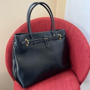 Focus Paris Black Leather Large Tote